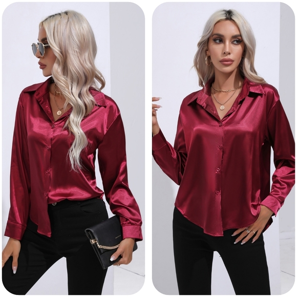 Golden Collared Neck Buttoned Long Sleeve Shirt - Picture 14 of 16